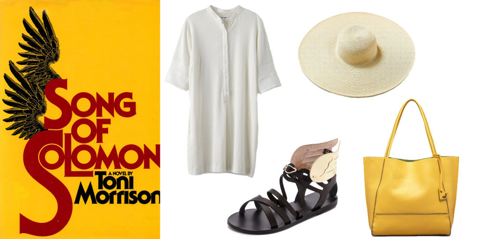 <p>Apiece Apart Textured Shirt Dress, $295;&nbsp;<a href="http://www.stevenalan.com/S15_NA_R15_AA15216.html?dwvar_S15__NA__R15__AA15216_color=1455#cgid=womens-clothing-dresses&amp;frmt=ajax&amp;view=all&amp;start=0&amp;hitcount=49">stevenalan.com</a></p>
<p>Ancient Greek Sandals Nephele Wing Sandals, $240; <a href="http://www.shopbop.com/nephele-wing-sandals-ancient-greek/vp/v=1/1589837354.htm?folderID=2534374302201800&amp;fm=other-shopbysize-viewall&amp;colorId=18333">shopbop.com</a></p>
<p>Botkier Tote, $298; <a href="http://www1.bloomingdales.com/shop/product/botkier-tote-bloomingdales-exclusive-soho?ID=1159262&amp;CategoryID=17316&amp;LinkType=#fn=COLOR%3DYellow%26spp%3D3%26ppp%3D96%26sp%3D1%26rid%3D%26spc%3D54">Bloomingdales.com</a></p>
<p>Urban Outfitters Dramatic Floppy Straw Hat, $49; <a href="http://www.urbanoutfitters.com/urban/catalog/productdetail.jsp?id=33677824&amp;parentid=W_ACC_HATS#/">urbanoutfitters.com</a></p>
