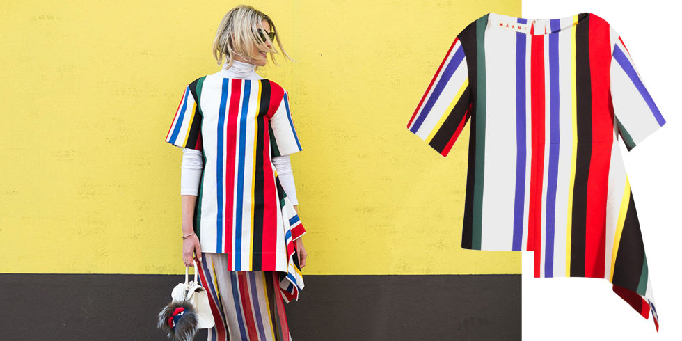 Marni Asymmetric-Hem Striped Top, $1,052; matchesfashion.com