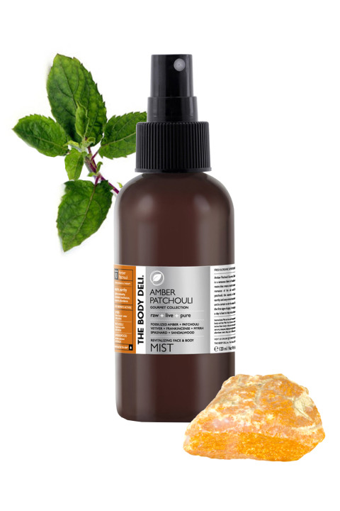 The Body Deli Amber Patchouli Mist, $32; thebodydeli.com
What's in it: Amber and patchouli
For your skin: This formula actually blends coconut water with regular H2O as its base—and the former contains cytokinins, which help fight aging. Meanwhile, patchouli is used as a natural cure for wounds and blemishes, and to fight inflammation. Plus, proponents of crystal healing will tell you that when in direct contact with the skin, amber is thought to increase circulation.
For your mood: That patchouli is beloved among hippies is a total cliché, but it actually makes sense—the fragrance encourages warmth, comfort, and relaxation. (And yes, love.) Amber does much of the same, with an emphasis on the aphrodisiac quality.