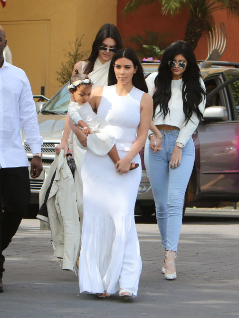 Walking to church on Easter with her family.