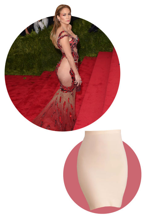 Jennifer Lopez, the behind behind Sir Mix-A-Lot's "Baby Got Back" will never have a VPL on the carpet and she wears some seriously revealing dresses on the carpet. For her Met Gala Atelier Versace dress, I think she's working with a built in flesh-colored skirt.
Yummie by Heather Thompson Yulia Basic Layer High-Waist Skirt Slip, $48; barenecessities.com