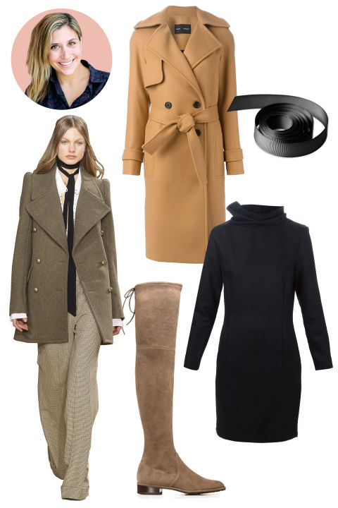 Inspiration: Chloé, Fall 2015
Shop the Look: Proenza Schouler Belted Trench Coat, $1,896; farfetch.com; 2Noir Funnel Neck Midi Dress, $278; farfetch.com
Accessories: The Ribbon Factory's Black Ribbon, $24; ribbonfactory.com; Stuart Weitzman 'The Lowland' Boot, $785; stuartweitzman.com 
