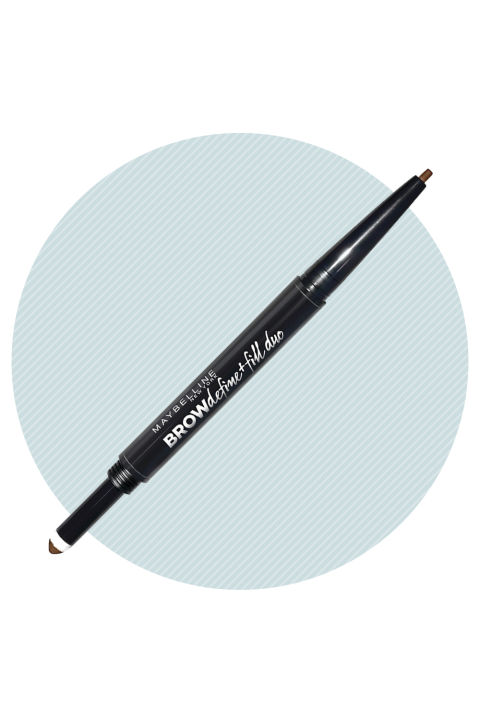 "You have to be cautious when applying warm tones on the brows because they have a tendency to skew red," says Oquendo. "If a woman isn't sure, I tell her to veer towards the cooler end of the spectrum." Translation: Look for a pencil or powder with an ashy—not yellow or red—undertone. For example, if your hair is blonde, reach for taupe. Brunette? Try soft brown. Women with black hair should opt for a dark brown or granite-like hue. Try Maybelline New York Brow Define and Fill Duo, available in a comprehensive range of shades.