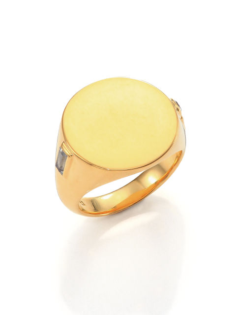 Cocktail rings are great and all, but when you need something that adds a bit less flashy, more subtle polish, reach for a signet ring. Elizabeth and James Serra White Sapphire Signet Ring, $110; saksfifthavenue.com