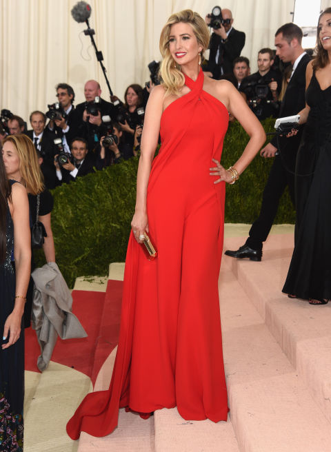 In Ralph Lauren and Ivanka Trump jewelry and bag.