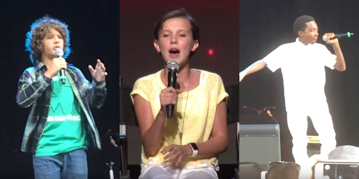caleb mclaughlin singing stranger things cast singing millie bobby brown gaten caleb mclaughlin singing stranger things cast singing millie bobby brown gaten