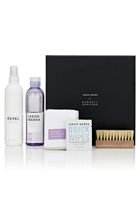 Jason Markk's cleaning supplies are a cult favorite among sneakerheads, and his recent collab with Barneys just made his products a lot more exclusive. Trust us, your shoe freak will never have to worry about roughing up his white kicks again. Jason Markk Shoe Cleaning Kit, $60; barneys.com 
