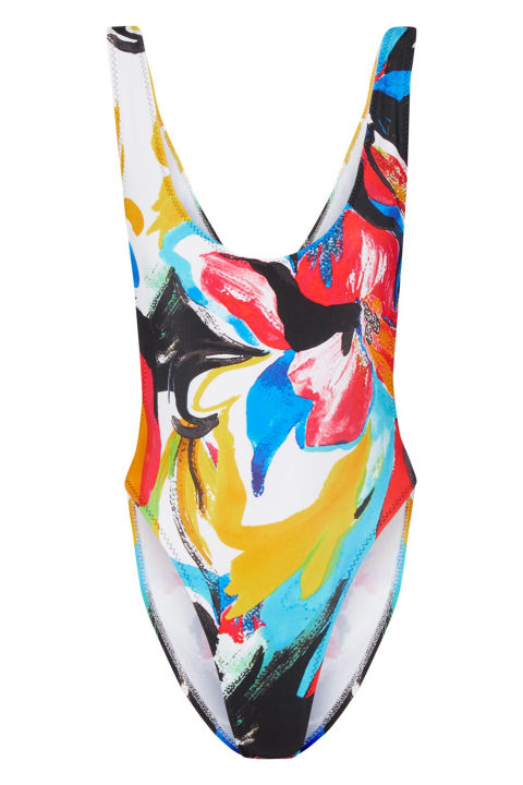 Norma Kamali Marissa Floral-Print Swimsuit, $100; theoutnet.com
