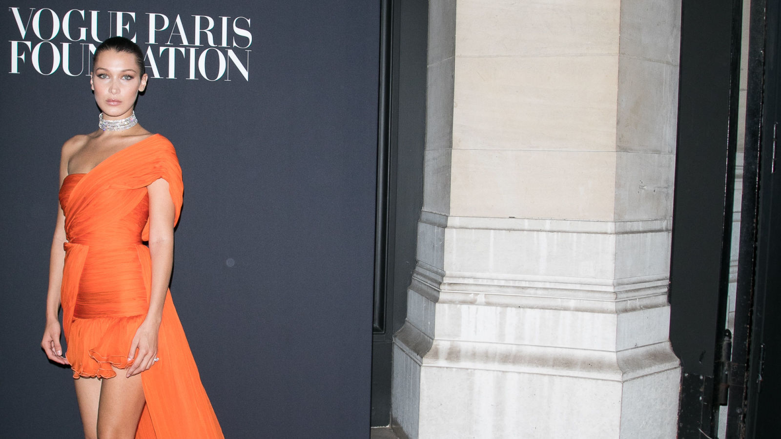 bella hadid orange dress Bella Hadid Wore an Orange Sweater Dress in New York City