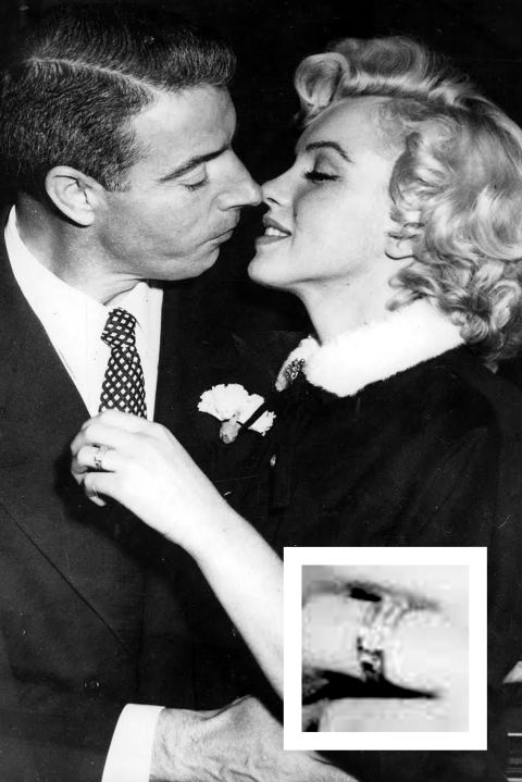 On their wedding day, Joe DiMaggio gave Marilyn Monroe a platinum eternity band with 35 baguette-cut diamonds.