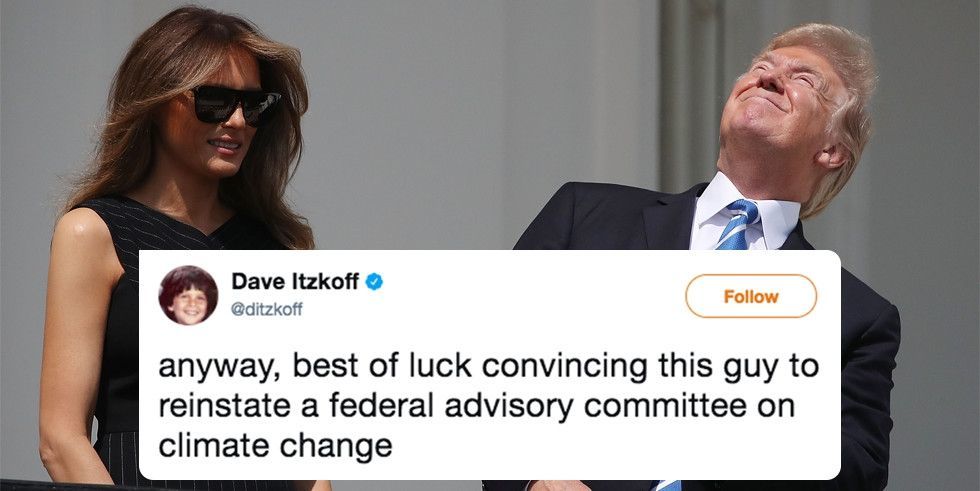 The 16 Most Brutal Tweets About Donald Trump Staring Right at the Solar Eclipse